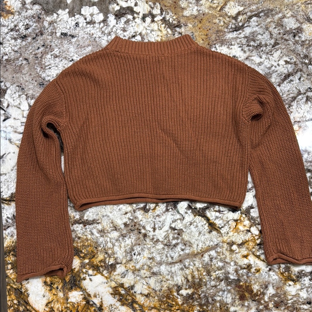 Rust Cropped Knit Sweater - Picture 2 of 2
